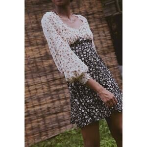 Urban Outfitters Kiss The Sky Babydoll Peasant Romantic Mini Dress Sz L $55 NWT